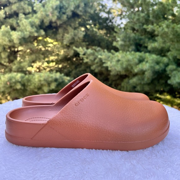 CROCS Shoes - Crocs Dylan Clogs Women 10 | Men 8 Cognac Brown Boho Mules Slip On Waterproof